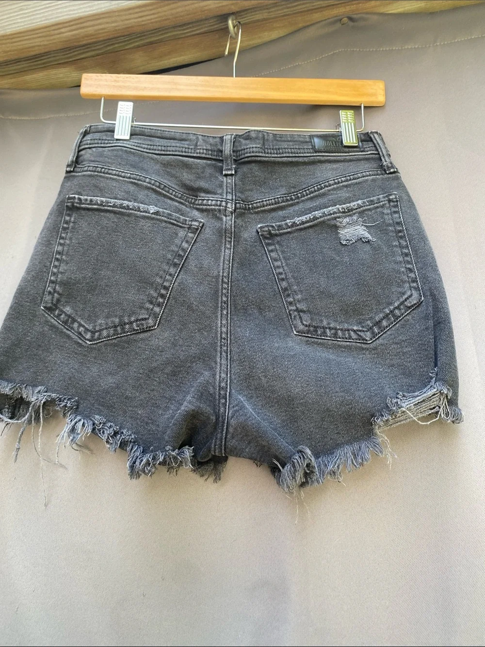 Hollister Black Washed Distressed Denim Shorts